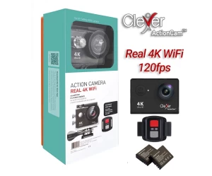 Clever ActionCam V3  Με πραγματικό 4K  20MP  120fps  WIFI  Η Μοναδική με Ελληνικό μενού  Συνδέεται σε Όλα τα Κινητά + Εφαρμογή για κινητά  Αδιάβροχη εως 30m  Τηλεχειριστηριο καρπου + ΔΩΡΟ Βάσεις κράνους ποδήλατου αυτοκινήτου κλπ- Μεγαλη αυτονομια