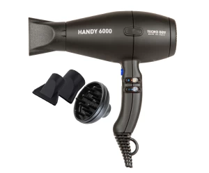 Handy 6000 Superpower Black 6000 Line Επαγγελματικό Πιστολάκι Μαλλιών Με 2 Στόμια & Φυσούνα 2500 W