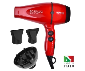 Boss 6000 Red Ultra Ionic Line Επαγγελματικό Πιστολάκι Μαλλιών Με 2 Στόμια & Φυσούνα 2500 W