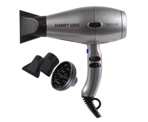 Handy 6000 Superpower Silver 6000 Line Επαγγελματικό Πιστολάκι Μαλλιών Με 2 Στόμια & Φυσούνα 2500 W