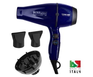 Boss 6000 Blue Ultra Ionic Line Επαγγελματικό Πιστολάκι Μαλλιών Με 2 Στόμια & Φυσούνα 2500 W