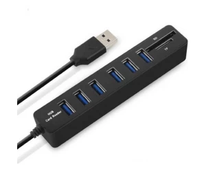 USB hub με 6 θύρες & αναγνώστης καρτών micro SD/SD