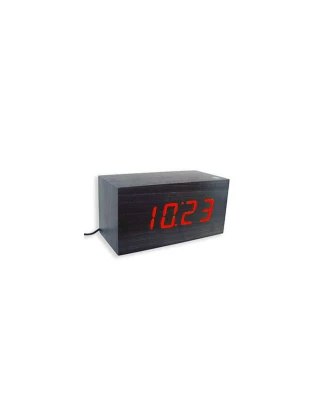 Επιτραπέζιο ξύλινο ψηφιακό ρολόι - ξυπνητήρι - θερμόμετρο LED OEM 