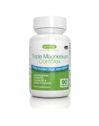 Triple Magnesium Complex (90 caps) iGennus 195mg ανά κάψουλα- Σύμπλεγμα Τριπλού Μαγνησίου, Magnesium Taurate, Bisglycinate & Citrate, Φόρμουλα Υψηλής Απορρόφησης