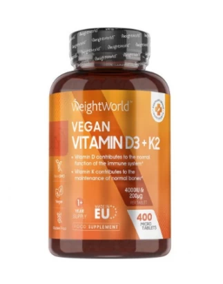 Vegan Βιταμίνη D3 4000iu και K2 MK7 200mcg WeightWorld 400 caps