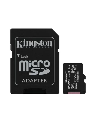 Κάρτα μνήμης Kingston Canvas Select Plus microSDXC 64GB Class 10 U1 V10 A1 UHS-I με αντάπτορα και με Android A1 Performance Class