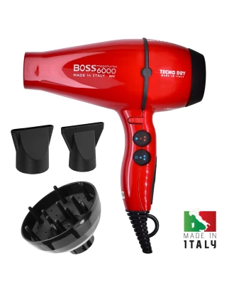 Boss 6000 Red Ultra Ionic Line Επαγγελματικό Πιστολάκι Μαλλιών Με 2 Στόμια & Φυσούνα 2500 W